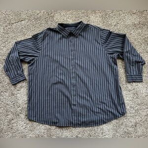 Twenty Eight Degrees: Black Striped Button-down Shirt (4XLT)